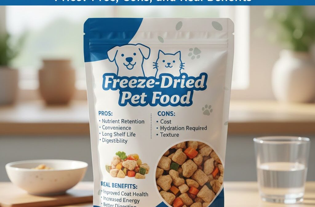 Freeze-dried dog food showing texture and nutrient-rich ingredients
